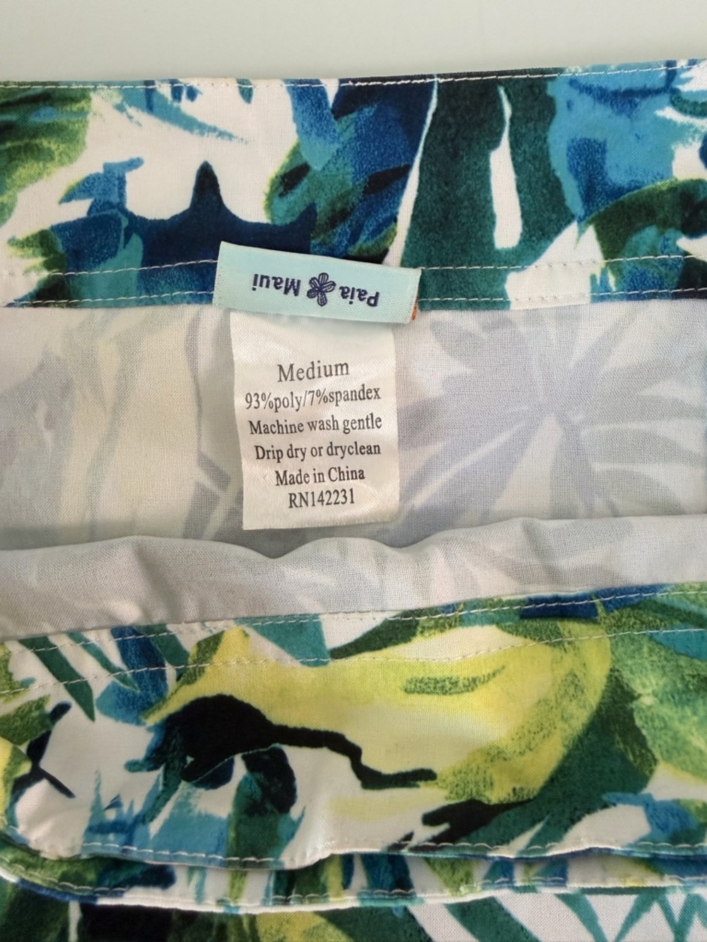 RipSkirt Hawaii Tropical Floral Leaf Wrap Skirt -Blue Green Length 2 Size M - Picture 5 of 10